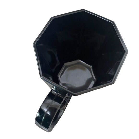 ARCOROC Mugs Set of 2 Black Glass Made in France Modern Octagonal - Picture 5 of 9